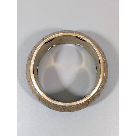 Vintage Brass Carved Style Flower Bangle Bracelet Chunky Tribal Bold 8 in - Picture 2 of 10